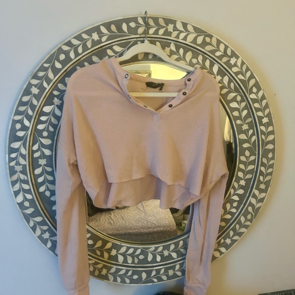 Baby Pink Cropped Henley